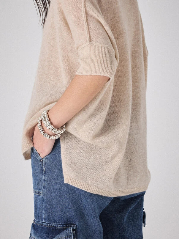 Thesee Light Cashmere T-Shirt Beige Chine