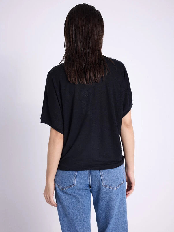 Sophia Linen T-Shirt Noir