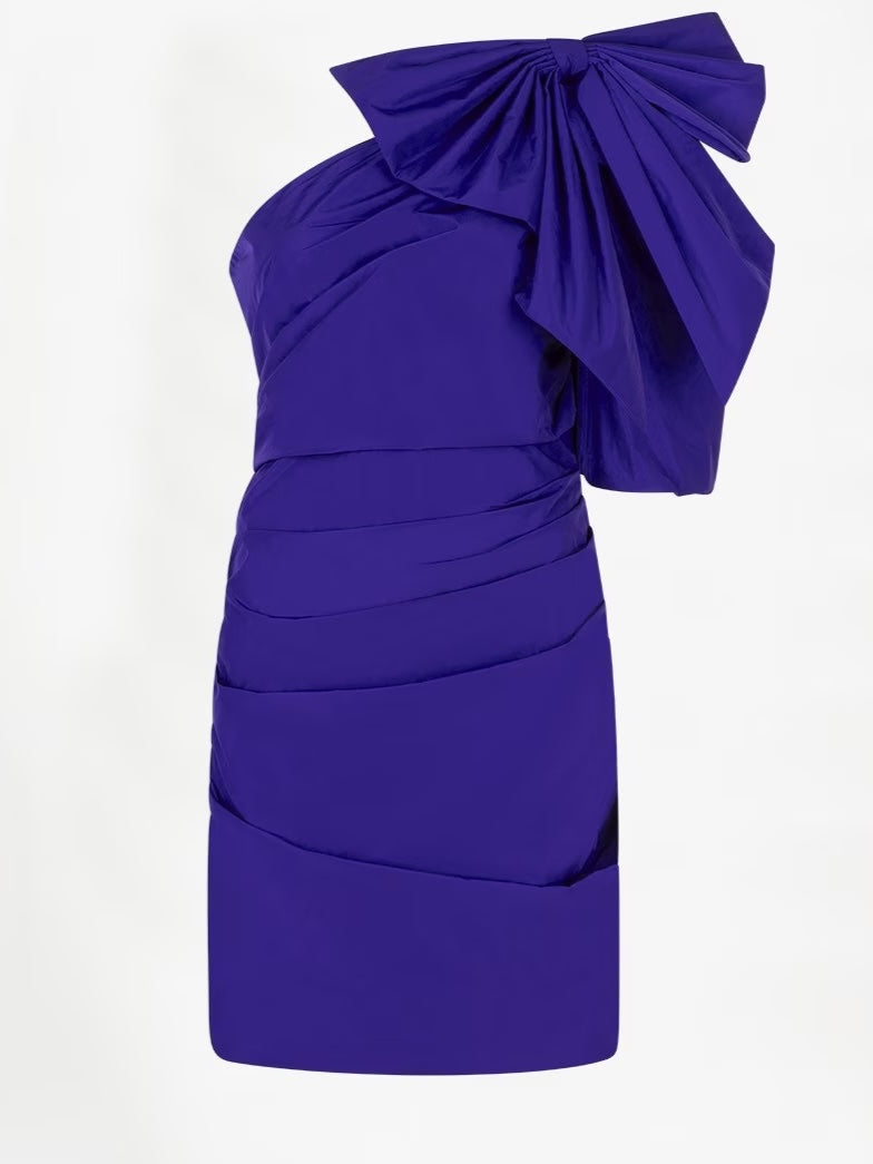 Tami Draping Bow Dress Purple Eclipse