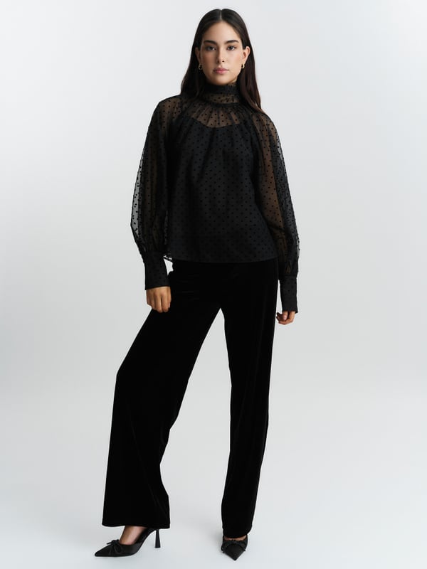Lillian Organza Blouse Black