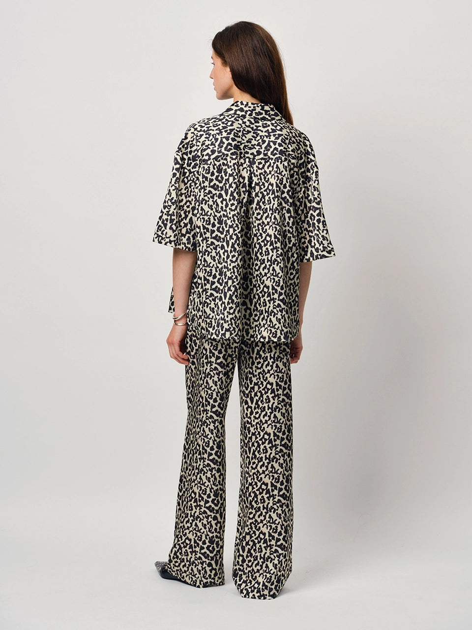 Teo Leopard Printed Wide Leg Pants
