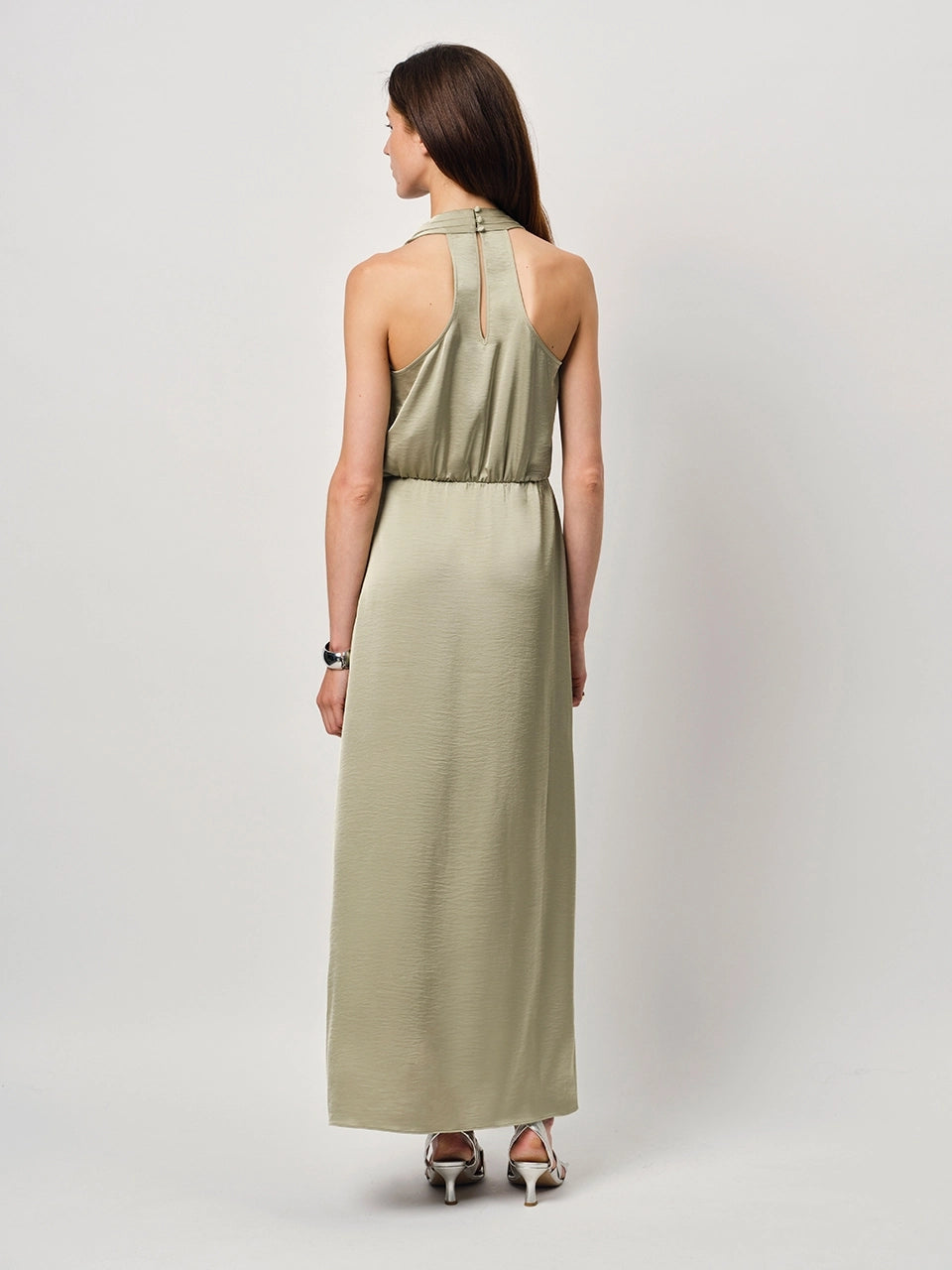 Marryme Satin Halter Maxi Dress Sunlit Grass