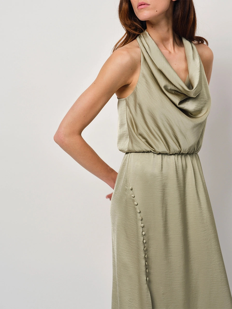 Marryme Satin Halter Maxi Dress Sunlit Grass