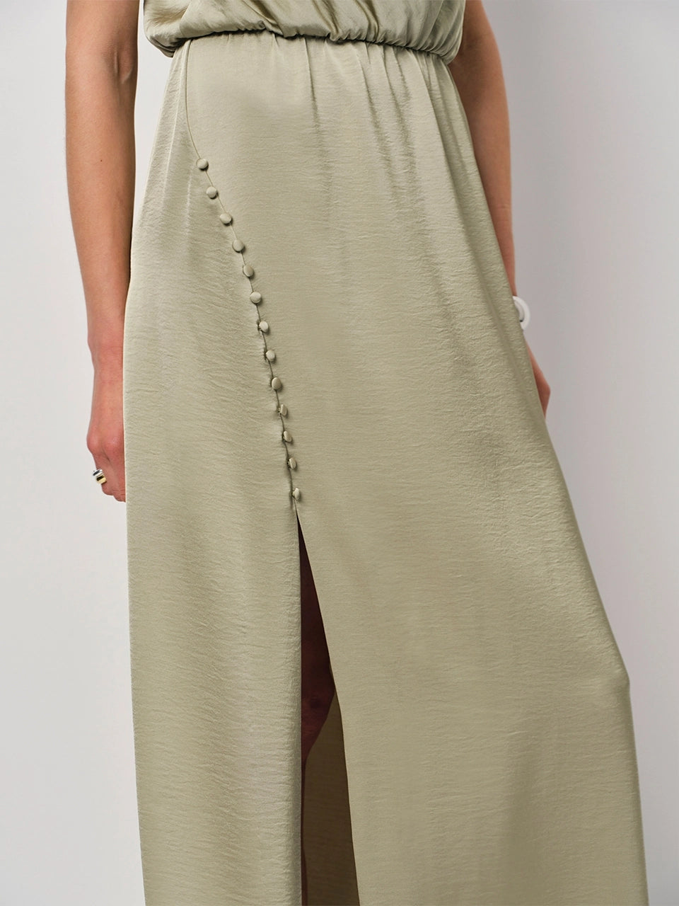 Marryme Satin Halter Maxi Dress Sunlit Grass