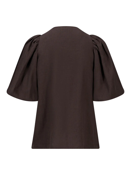 Anna Linen Top Dark Brown