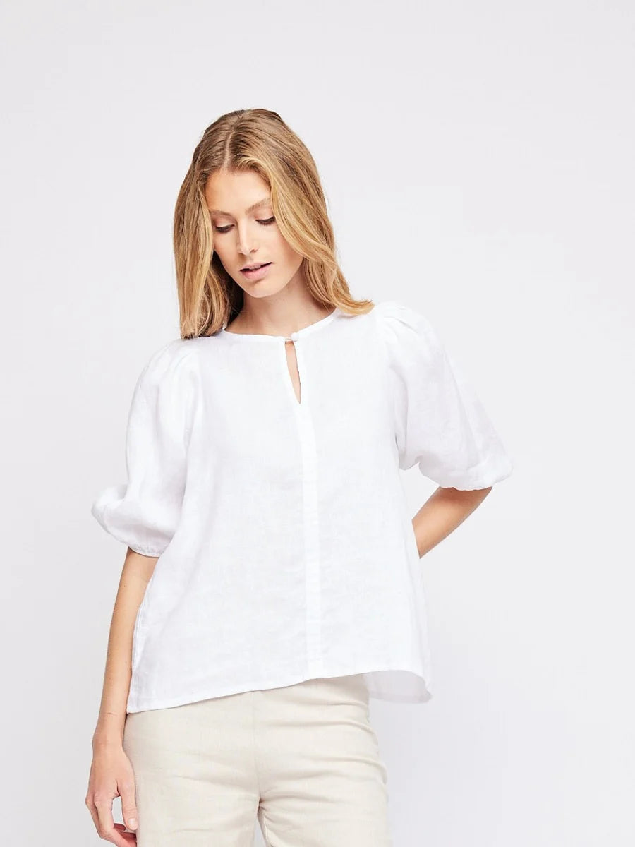 Anna Linen Top White