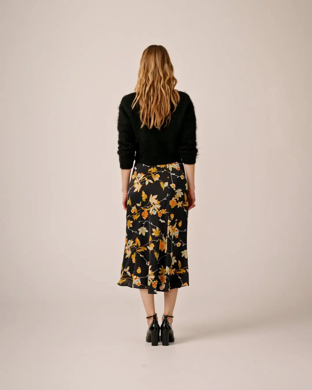 Satin Skirt Night Flowers