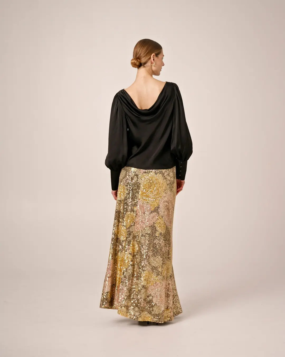 Satin Drape Top Black