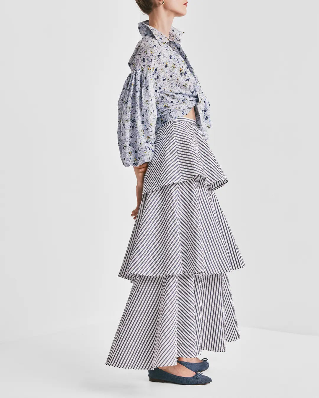 Seersucker Skirt Blue Stripe