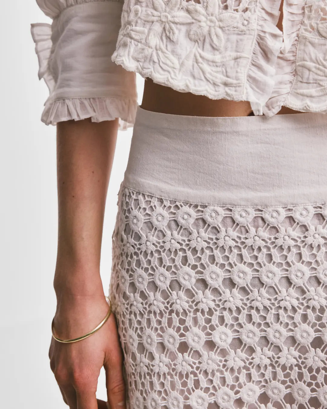 Linen Maxi Skirt Off White
