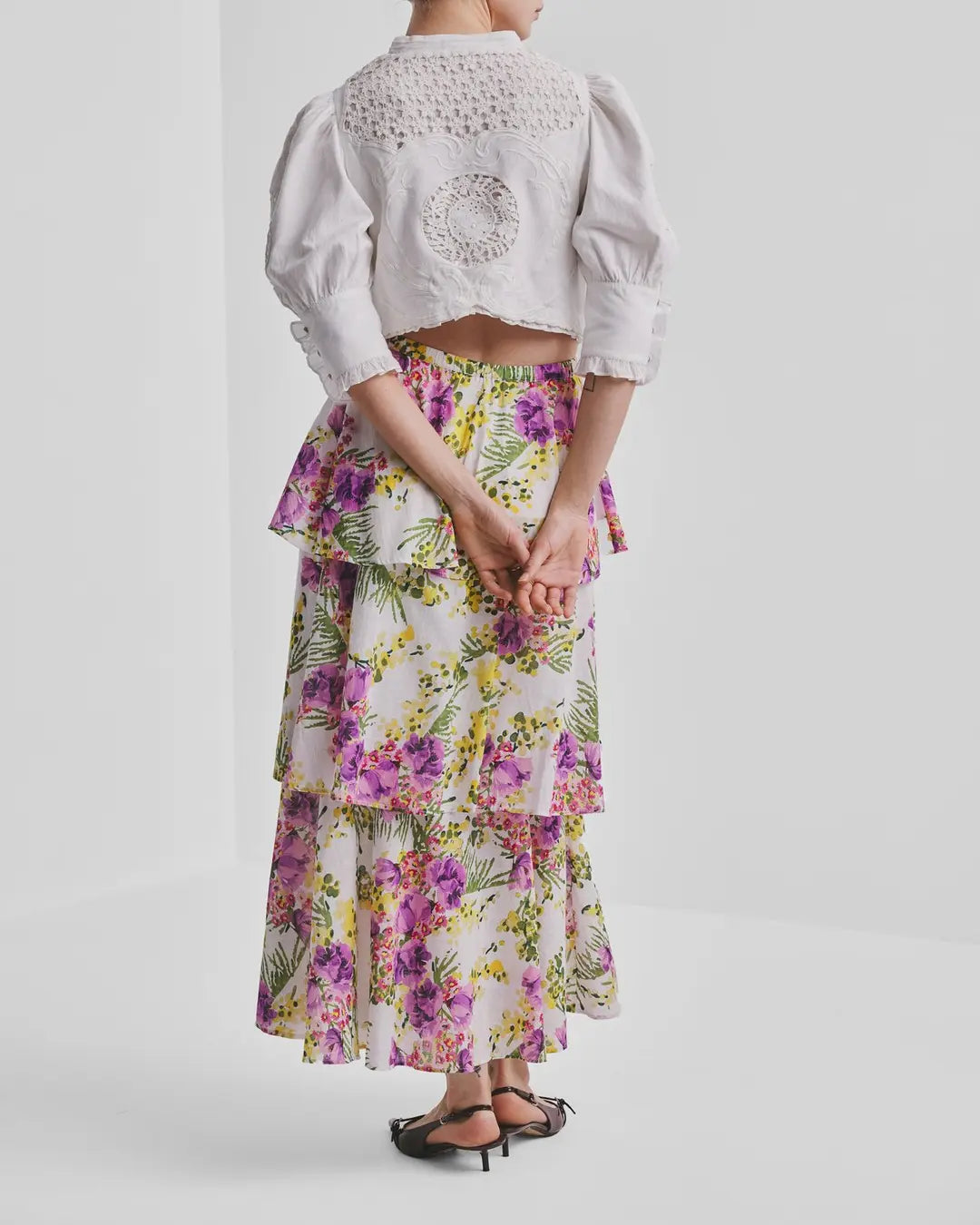 Cotton Slub Flounce Skirt Purple Breeze