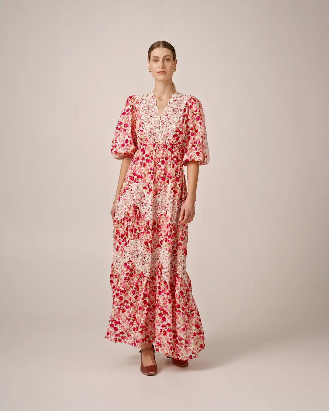 Cotton Slub Maxi Dress Cherry Blossom