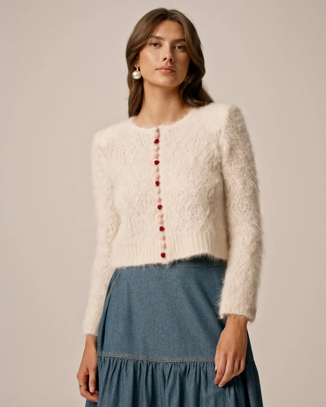 Alpaca Button-Down Jacket Off White