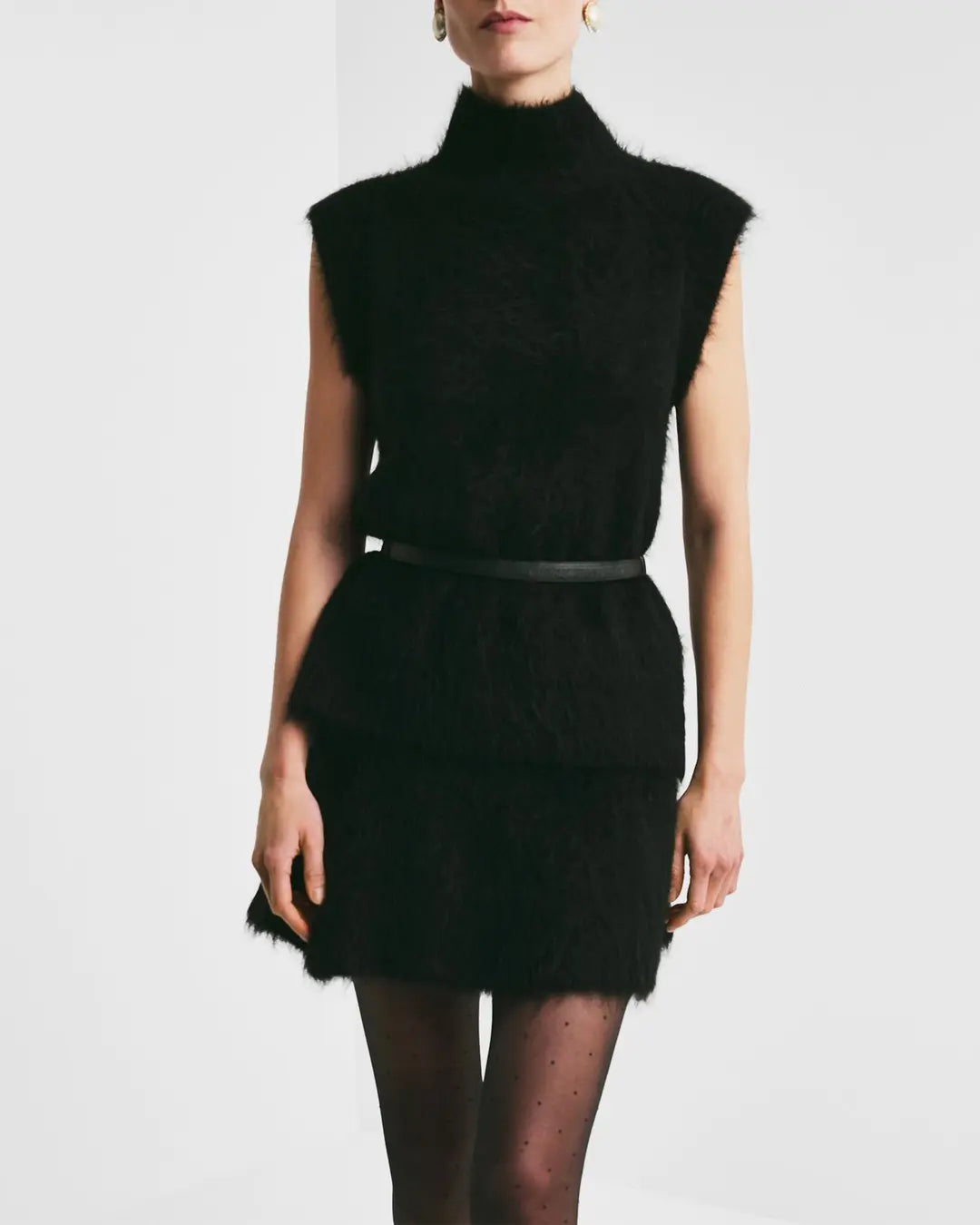 Hairy Knit Top Black