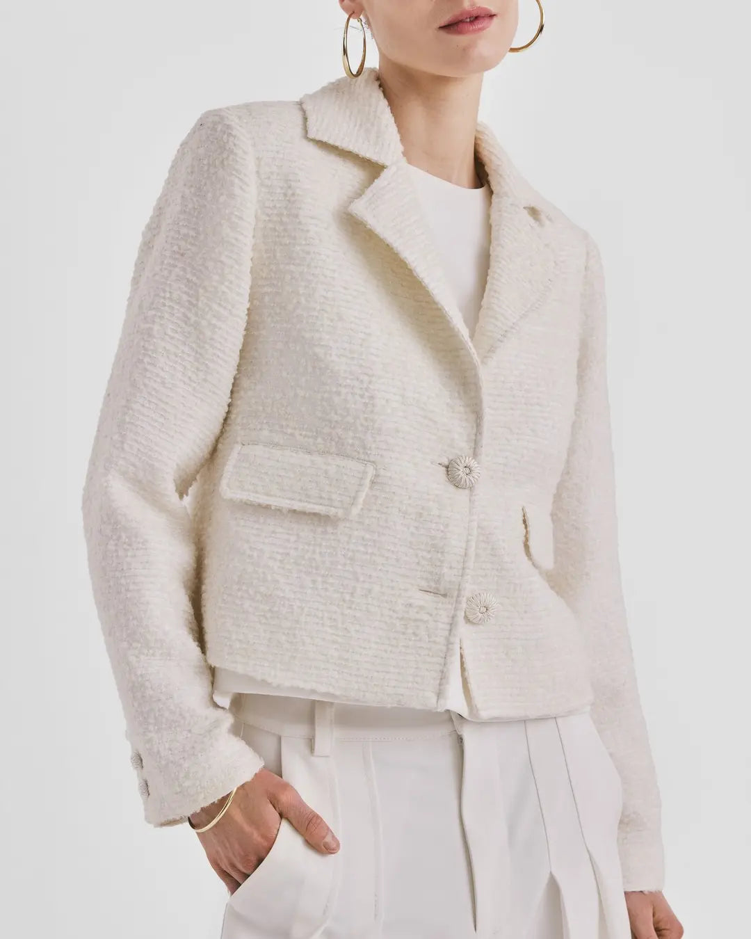 Bouclé Jacket Off White