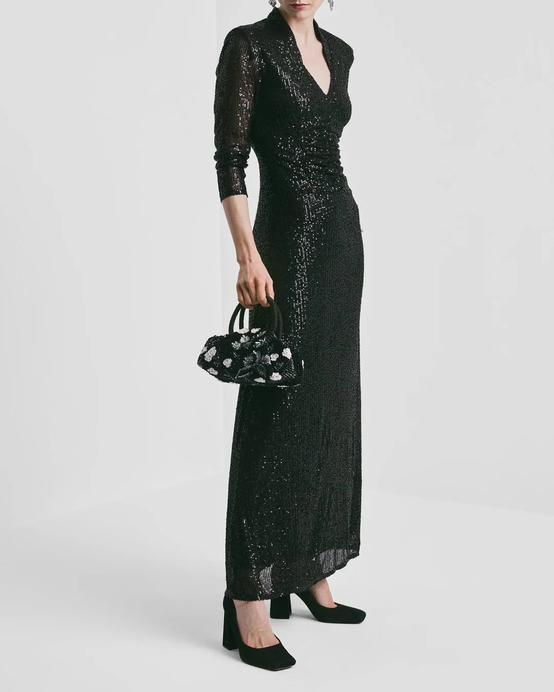 Sequins Maxi Dress Black