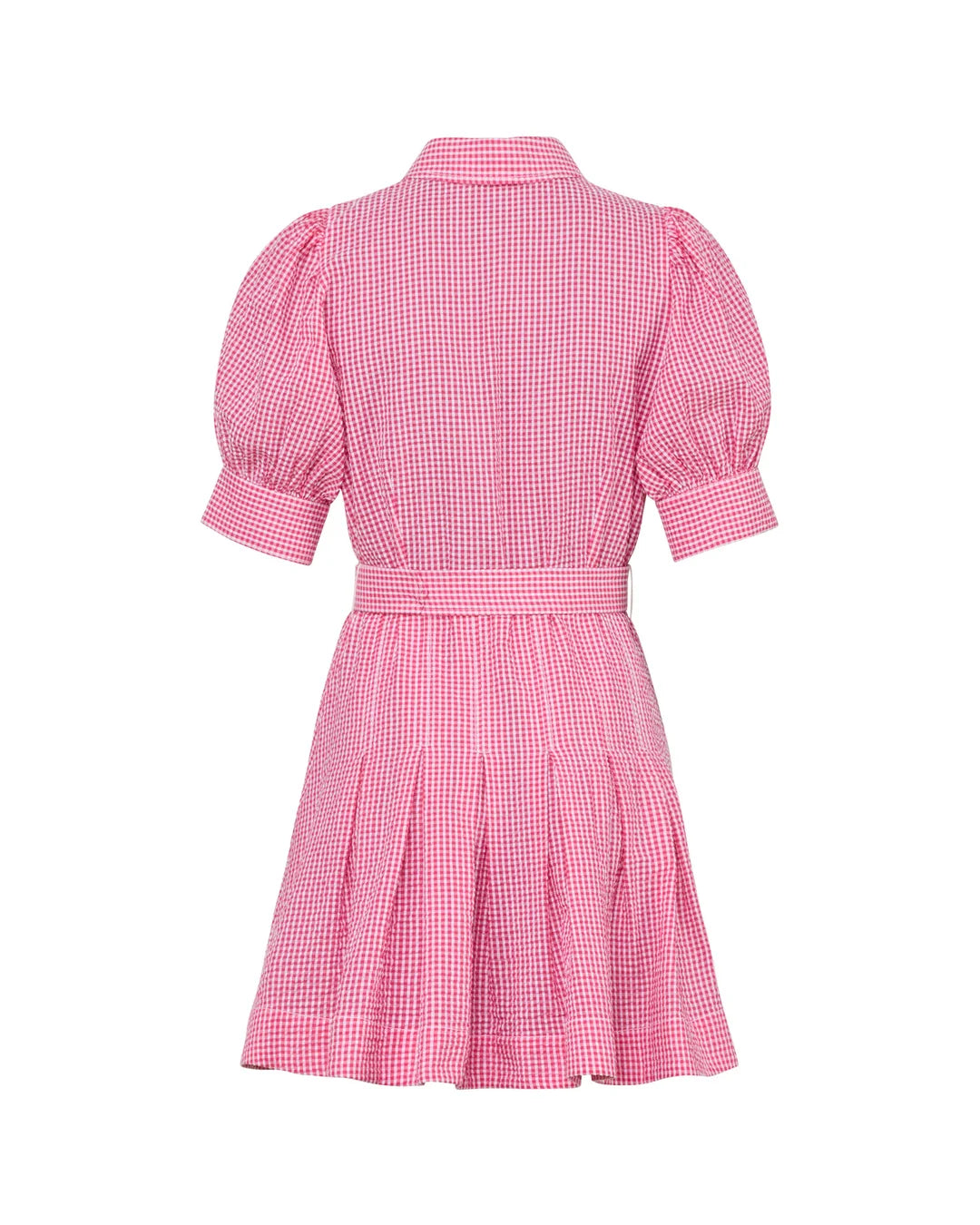 Seersucker Pleated Dress Pink Checks