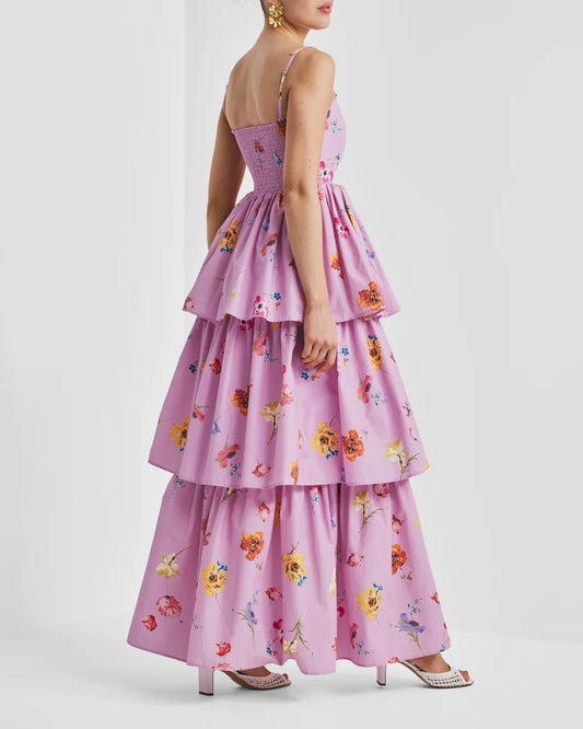 Cotton Taffeta Bandeau Dress Pink Bloom