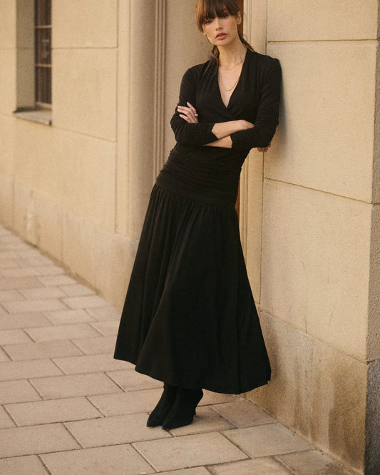 Jersey V-Neck Top Black