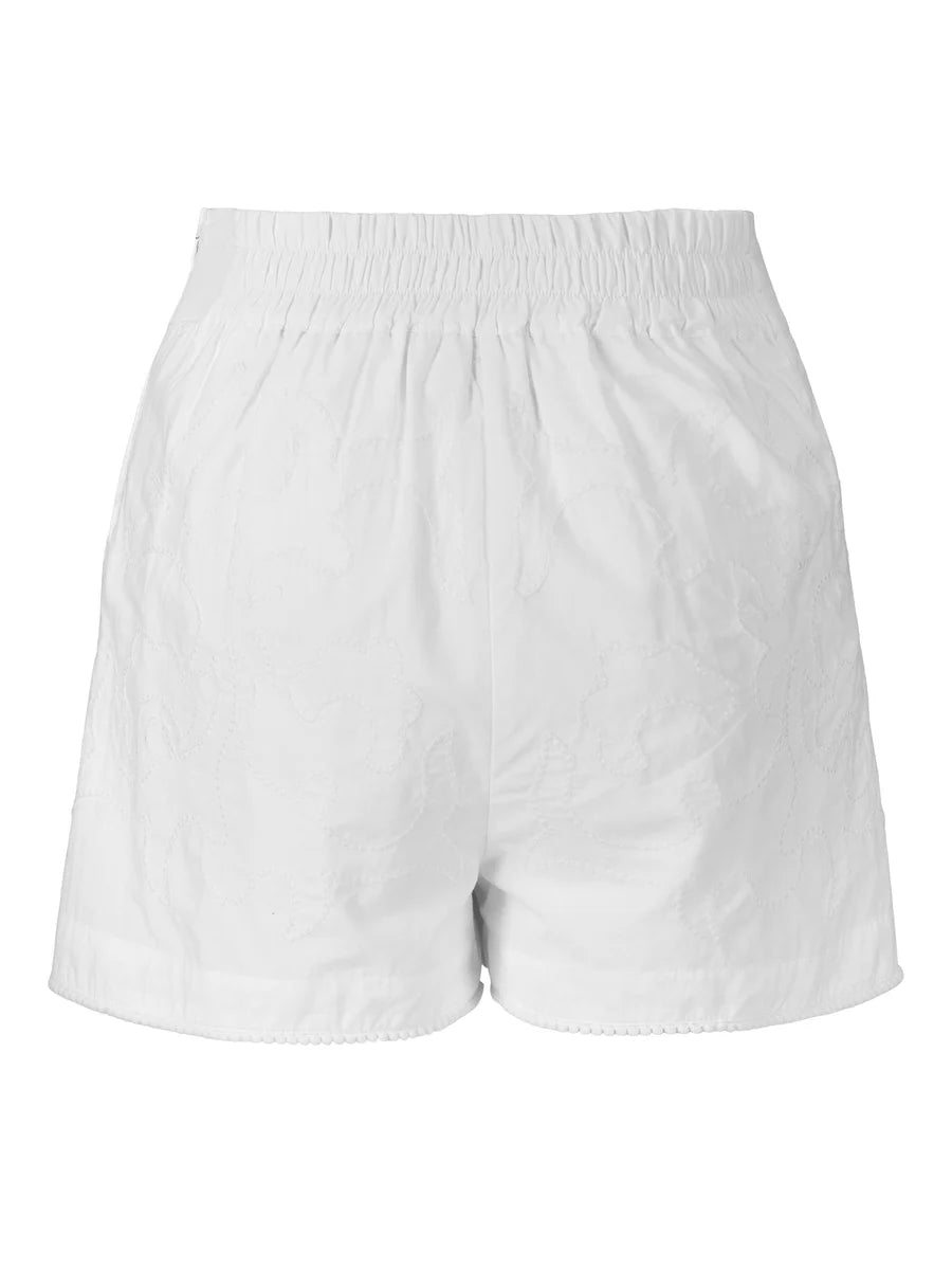 Leila Embroidery Shorts White