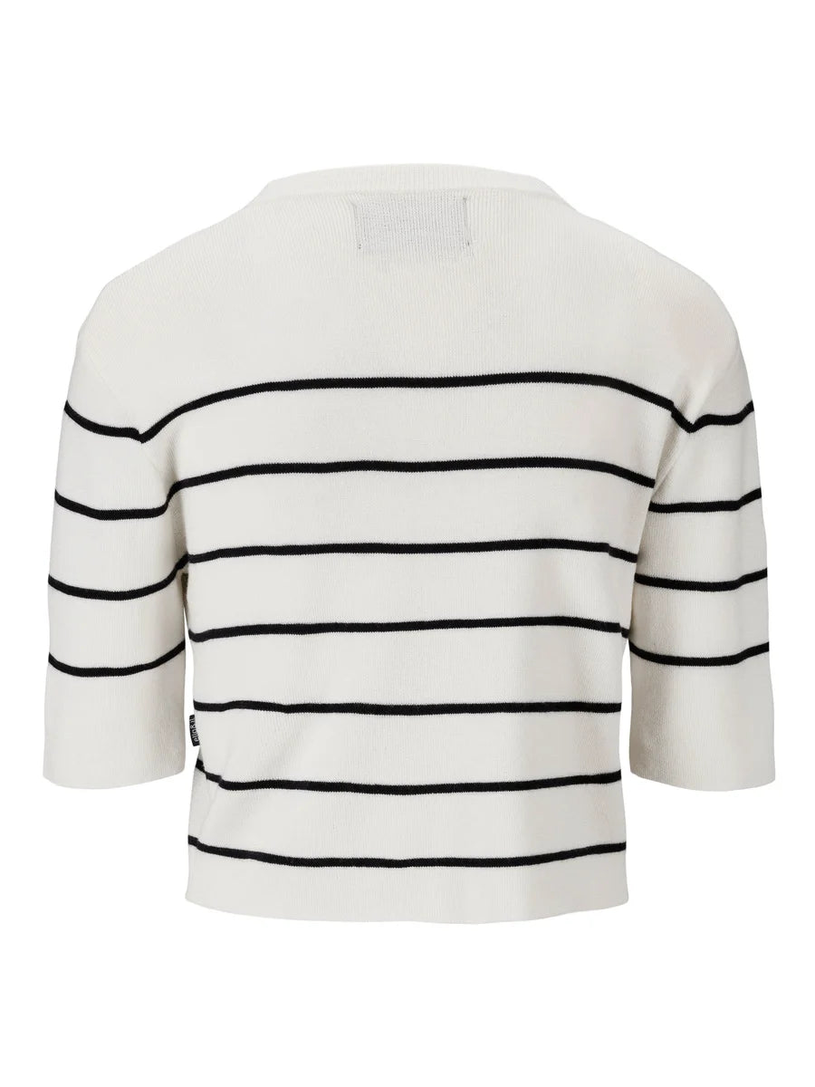 Una Stripe Merino Tee White