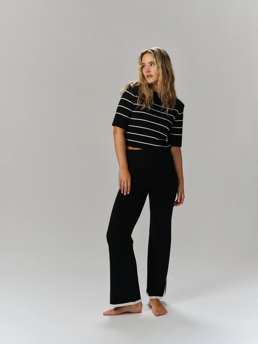 Una Stripe Merino Tee Navy