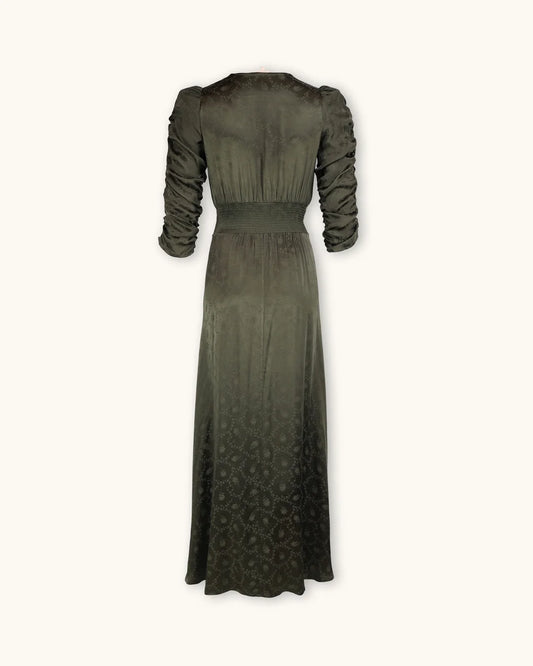Jacquard Button-Down Dress Forest