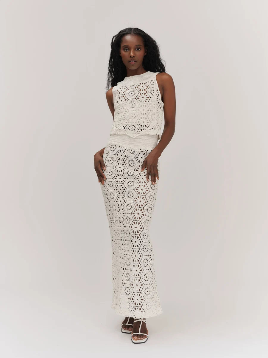 Gigi Crochet Top White