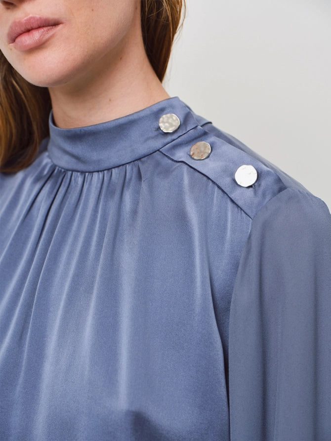 Althea Silk Top Storm Blue