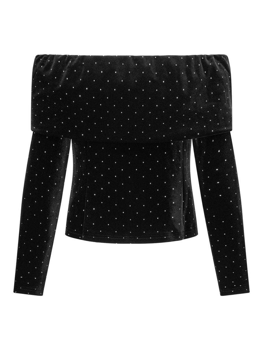 Tale Stud Velour Top Black