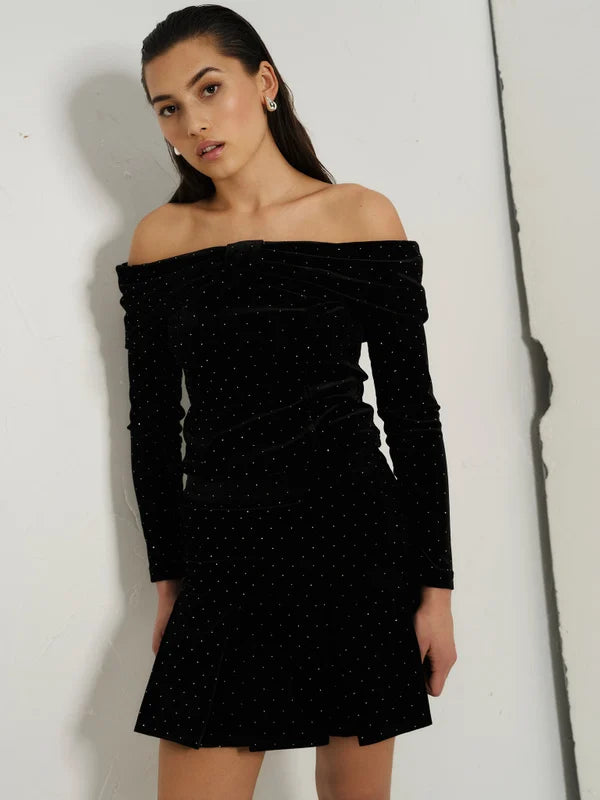 Tale Stud Velour Top Black