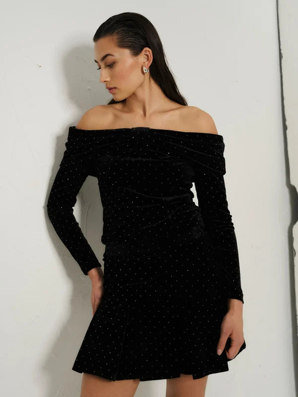 Tale Stud Velour Top Black