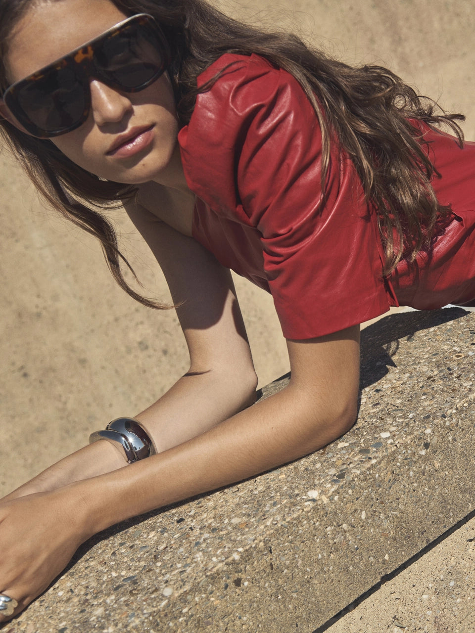 Glen Drapey Leather Dress Glazed Cherry