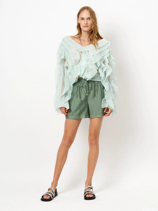 Phora Tulle Ruffled Top Icy Mint