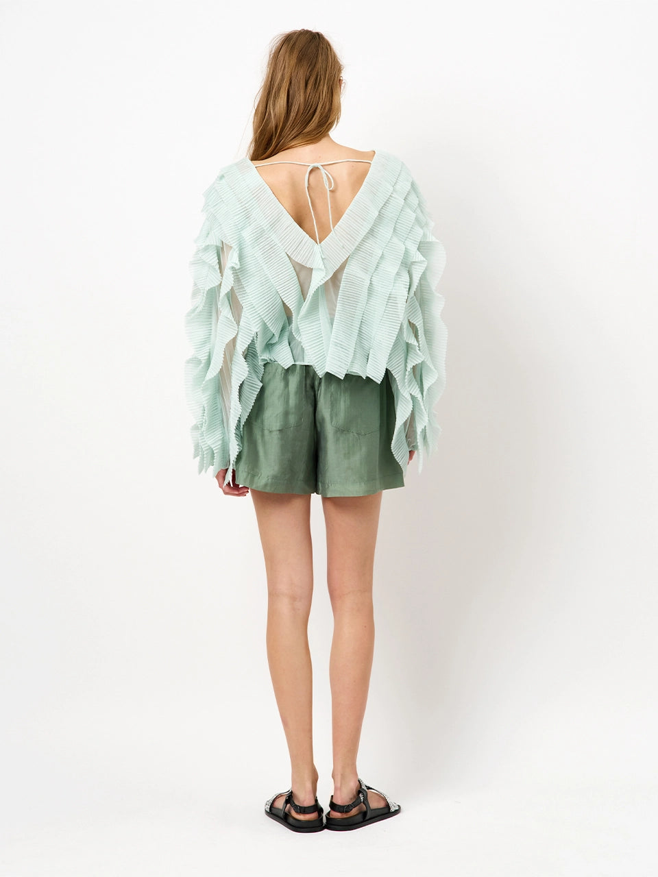 Phora Tulle Ruffled Top Icy Mint
