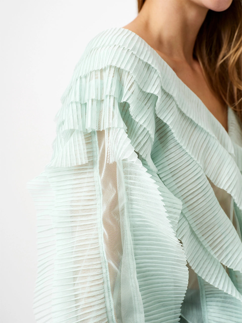 Phora Tulle Ruffled Top Icy Mint