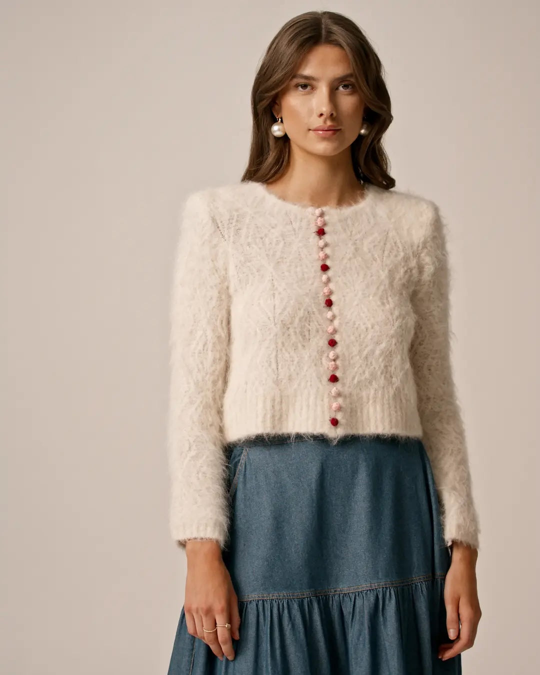 Alpaca Button-Down Jacket Off White