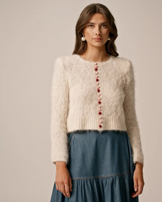 Alpaca Button-Down Jacket Off White