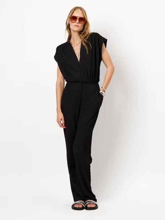 Oyana Structured Jersey Jumpsuit Raven