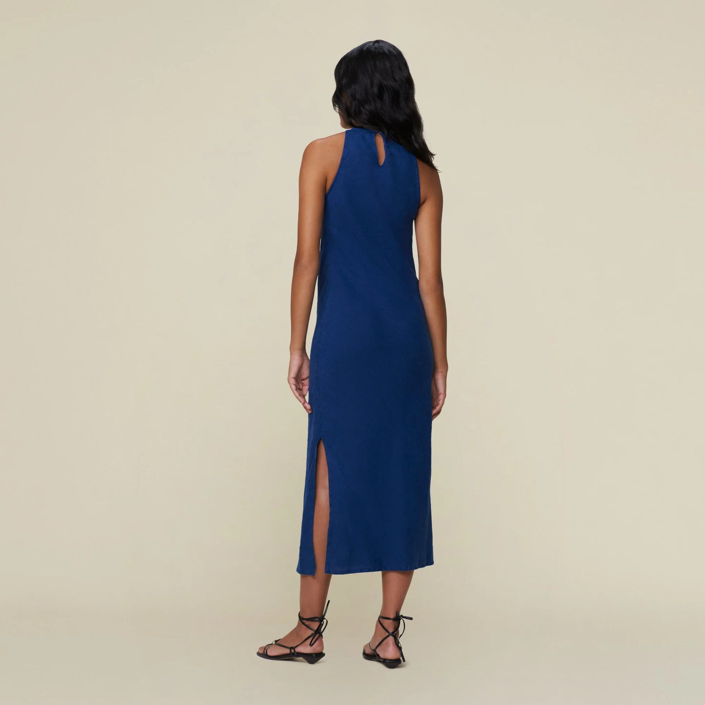Hayat Linen Dress Blue Fushion