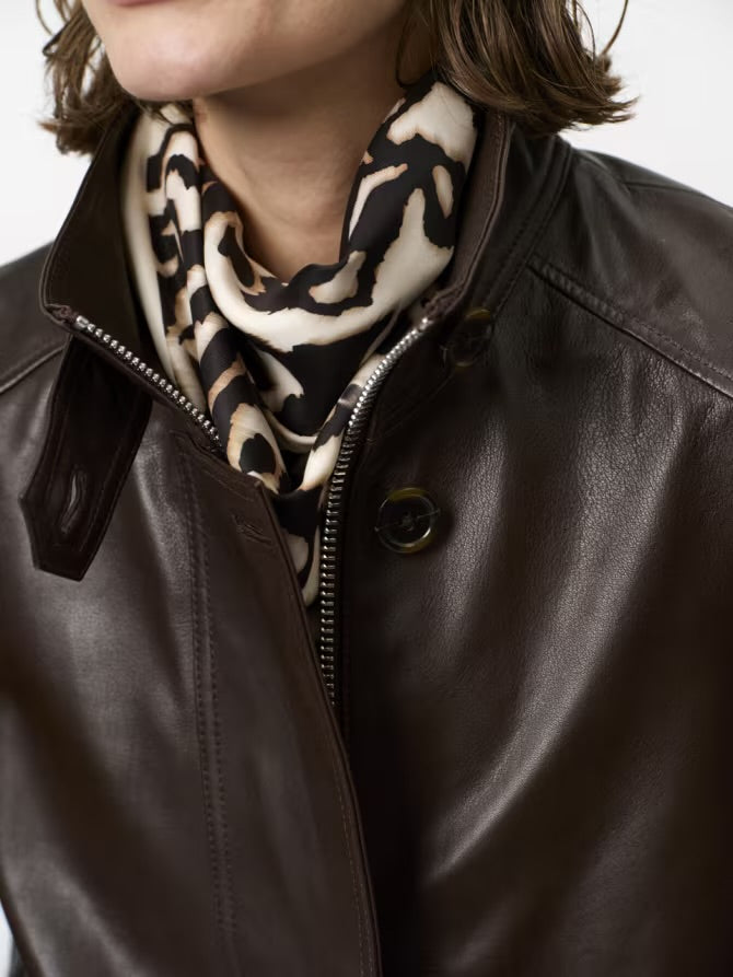 Kyrilo Cropped Leather Jacket Espresso Brown