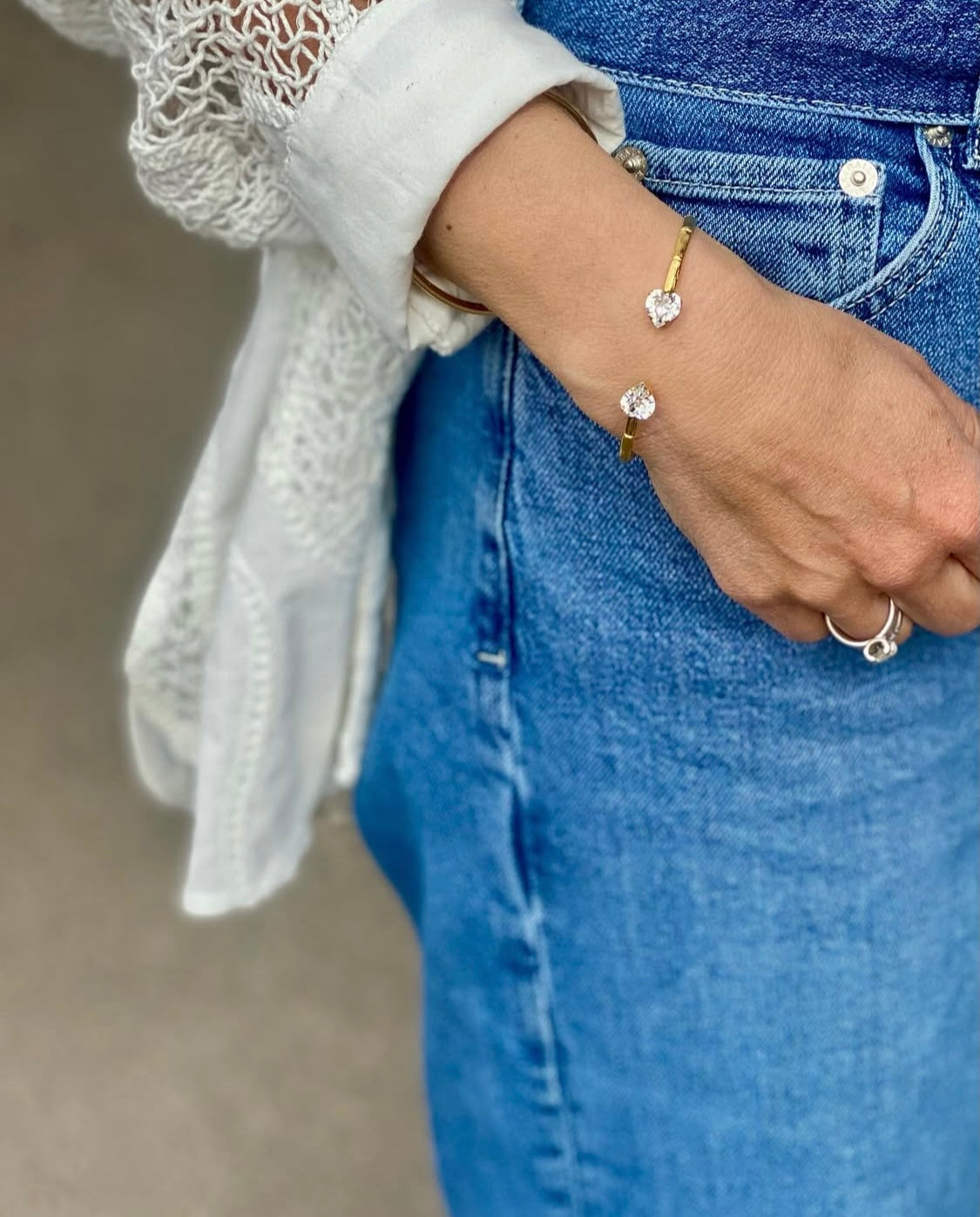 Bamboo Hearts Bracelet White