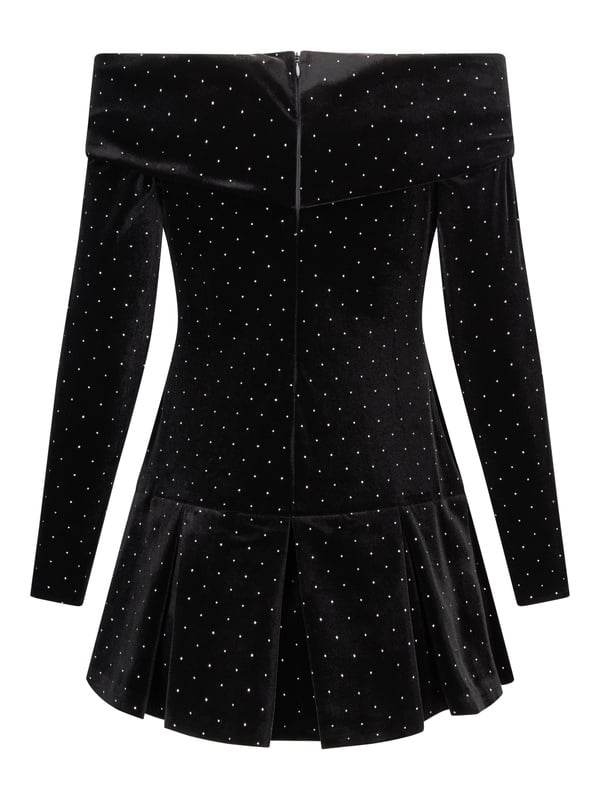 Colette Stud Velour Dress Black