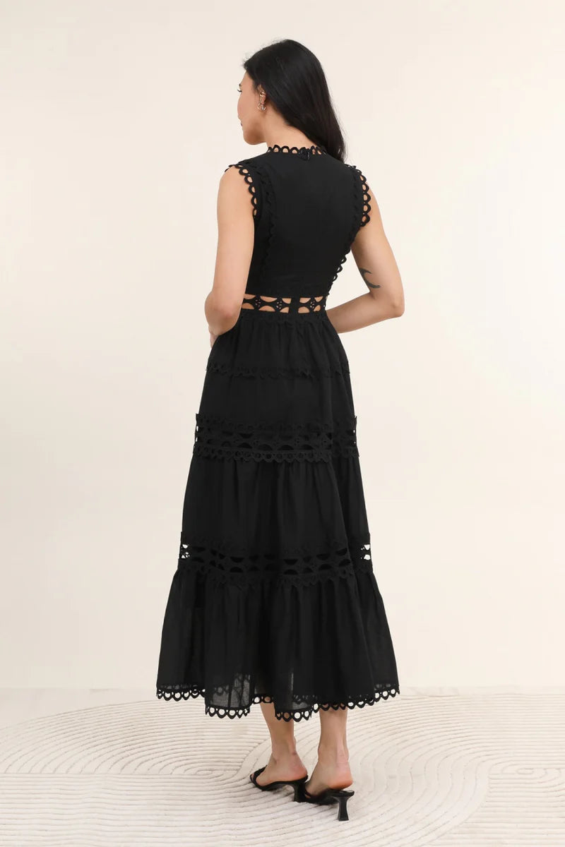 Lace Cotton Dress Black