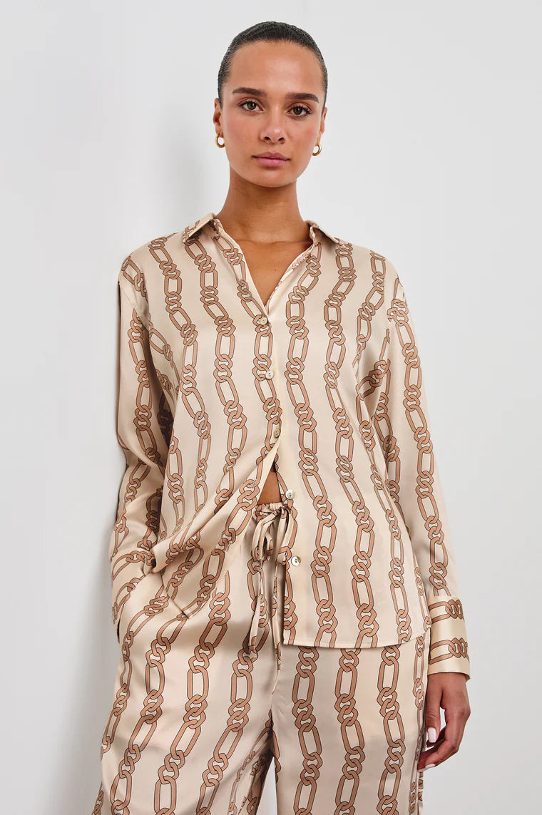 Ledger Blouse Ivory Gold Link