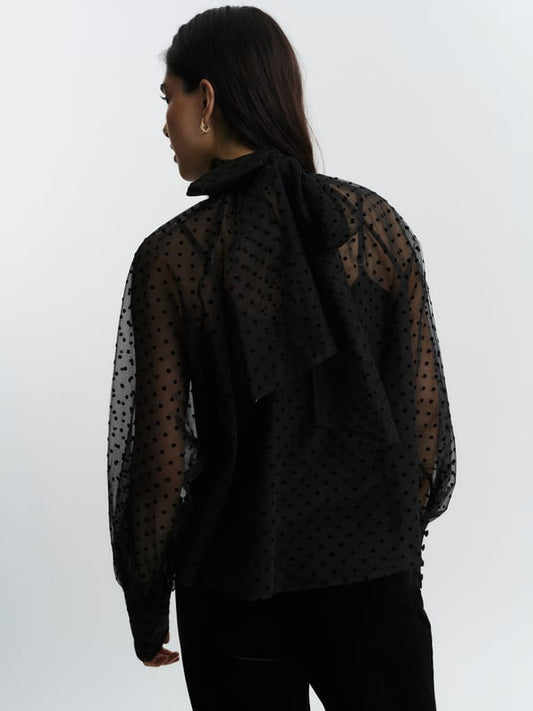 Lillian Organza Blouse Black