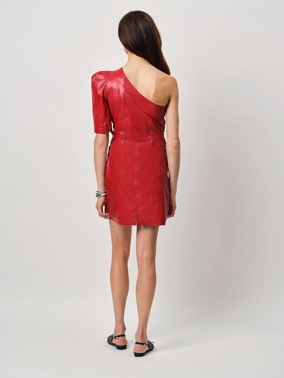 Glen Drapey Leather Dress Glazed Cherry