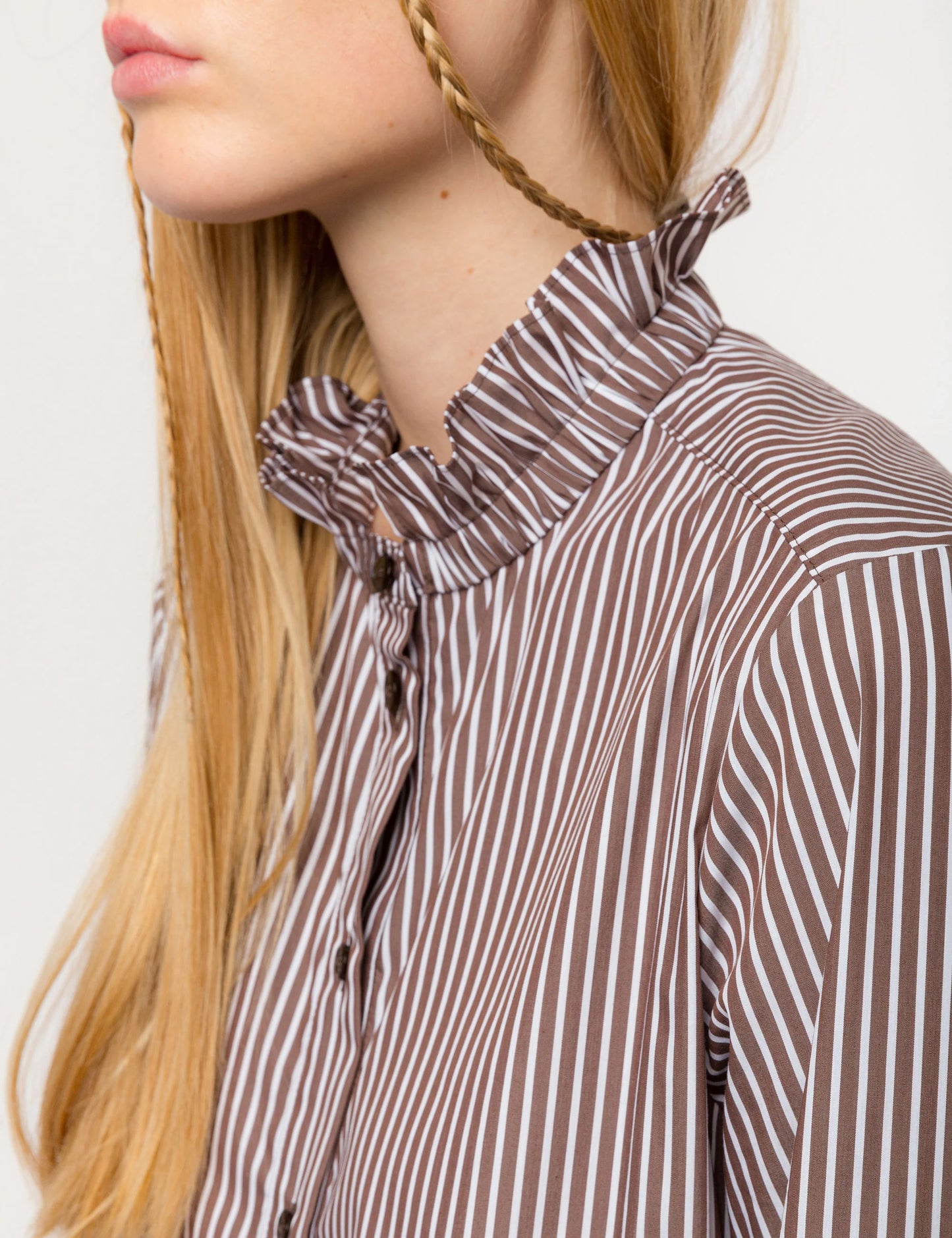 Iris Dress Brown White Stripe