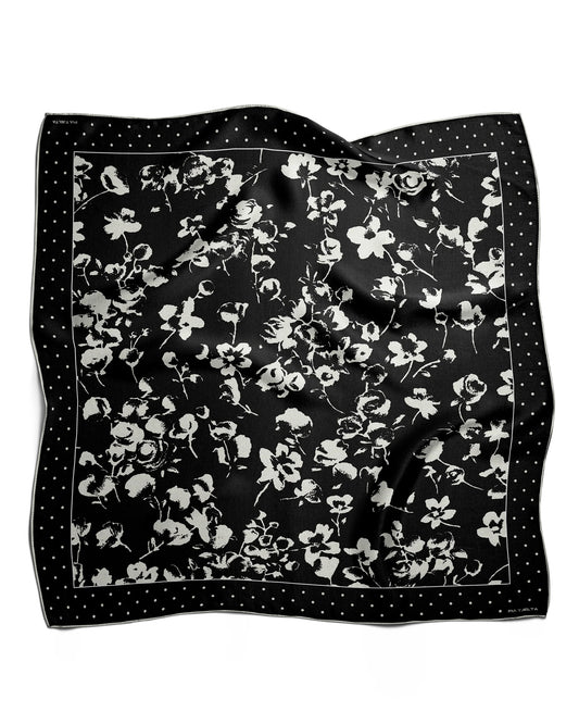 Betty Silk Scarf Primrose Black/Cream