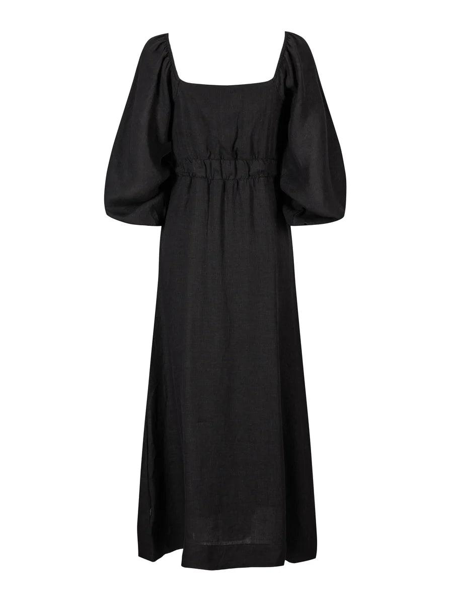 Kamelia Linen Dress Black - No22 Damplassen